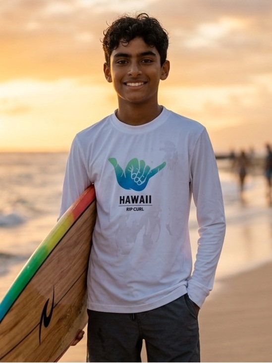 Rip Curl Other - NWT Rip Curl rashguard UPF 50+ Hang loose Hawaii Kids unisex swim size 10